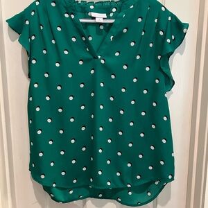 Liz Claiborne Green Polka Dot Blouse